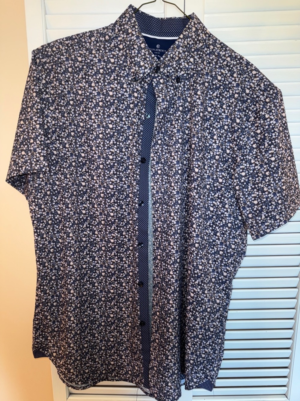 Com.Struct Navy Floral Short-Sleeve Button-Down Shirt